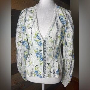 Free People Blossom Eyelet Floral Crop Top Size Medium